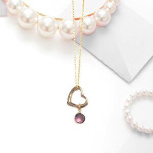 Gold Plated Antique Vintage Heart with True Amethyst Gold Plated Charm